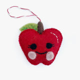 Smiling Apple Felt Wool Ornament
