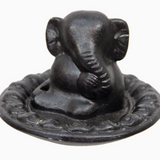 Black Ganesha Clay Incense Holder