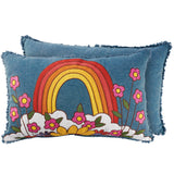 Rainbow And Flowers Pillow