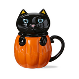 Hello Pumpkin Cute Kitty Lidded Mug