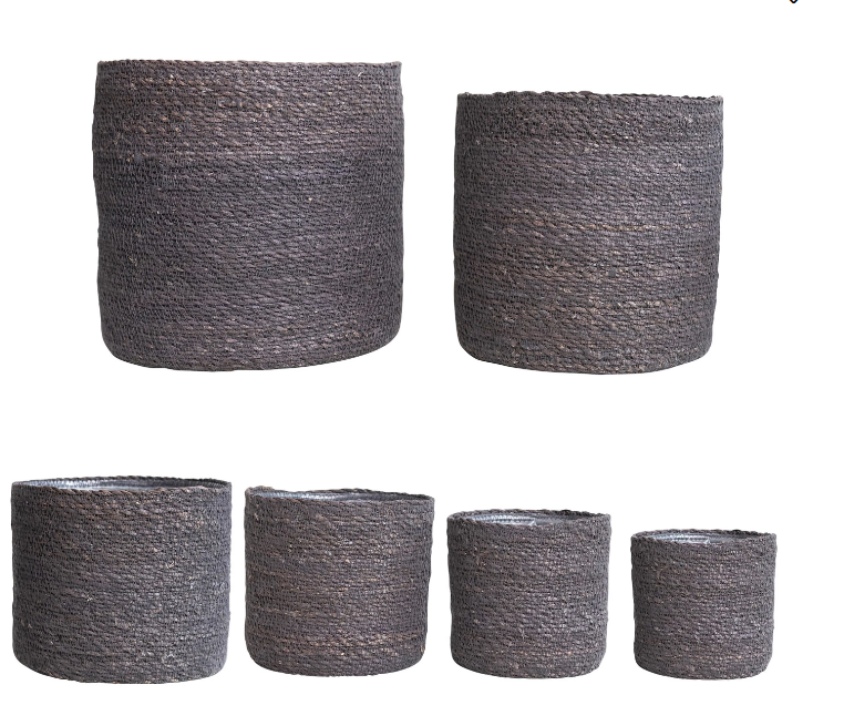 Hand-Woven Seagrass Baskets with Plastic Lining - 6 Sizes/2 Colors
