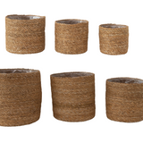 Hand-Woven Seagrass Baskets with Plastic Lining - 6 Sizes/2 Colors