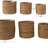 Hand-Woven Seagrass Baskets with Plastic Lining - 6 Sizes/2 Colors