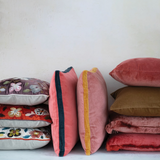 Velvet Pillow with Embroidered Botanical Pattern - 3 Styles