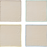 Cotton Napkins with Blanket Stitch Colored Edge - Set of 4