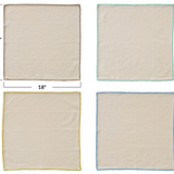 Cotton Napkins with Blanket Stitch Colored Edge - Set of 4