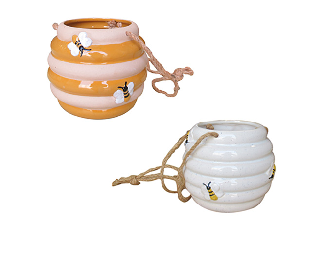bee hanging planter Ceramic Bee Themed Hanging Planter