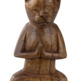 Meditating Wooden Cat - 2 Sizes