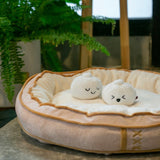 Dim Sum Pet Bed With Two Dumpling Crinkle Toys