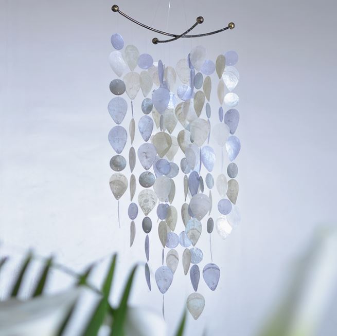 Small Round Capiz Shell Chime - Silver Lining