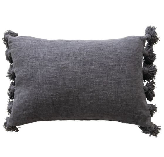Cotton Woven Slub Lumbar Pillow with Tassels - 3 Colors