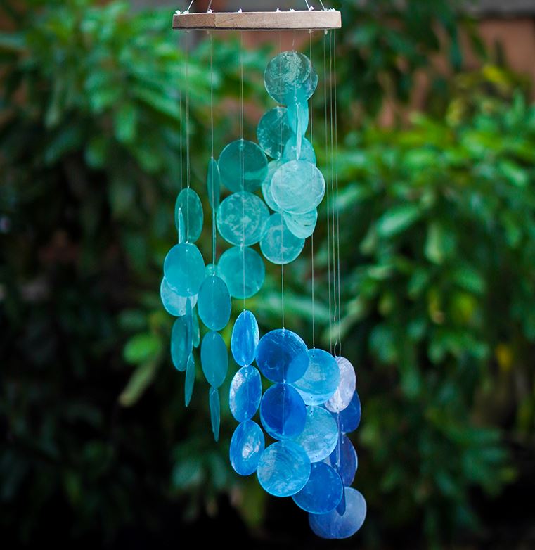 Blue Water Spiral Capiz Chimes - 2 Styles