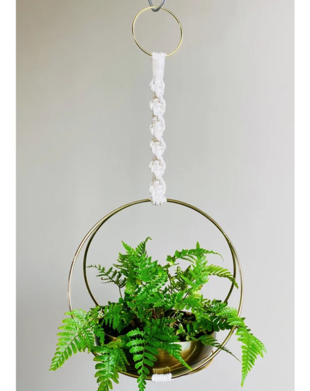 macrame hoop plant hanger Sansa Hoop Macrame/Brass Plant Hanger