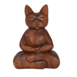 Meditating Wooden Cat - 2 Sizes