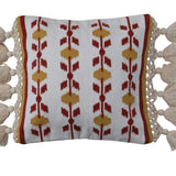 Hand-Woven Cotton & Wool Pillow with Embroidery