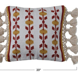 Hand-Woven Cotton & Wool Pillow with Embroidery