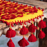Tasseled Red and Yellow Table Runner "Ayacucho Sunrise"