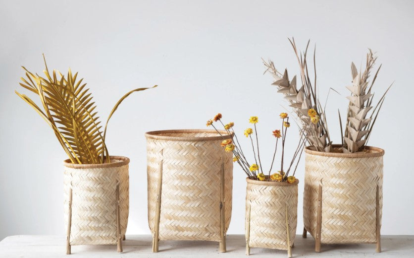 Woven Bamboo Baskets with Legs - 4 Sizes