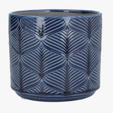 Navy Wavy Ceramic Pot - 2 Sizes