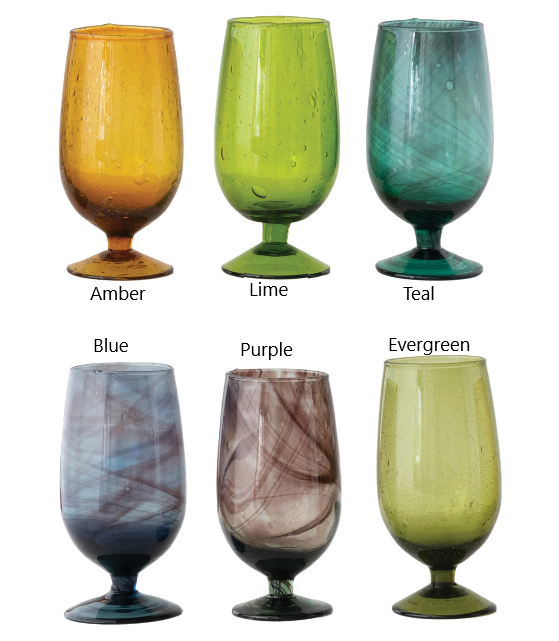12 oz. Hand-Blown Stemmed Drinking Glass - 6 Colors – ShopTansy