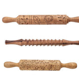 Hand-Carved Wood Rolling Pin - 3 Styles