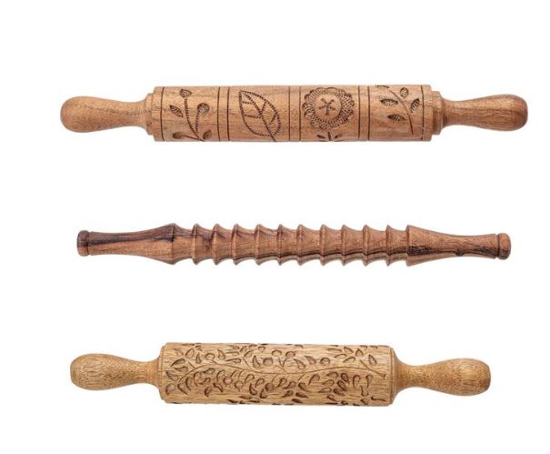 Hand-Carved Wood Rolling Pin - 3 Styles