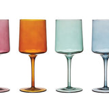Mid Century Wine Glasses - 4 Colors