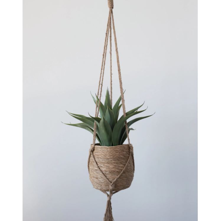 Straw and Jute Rope Hanging Planter