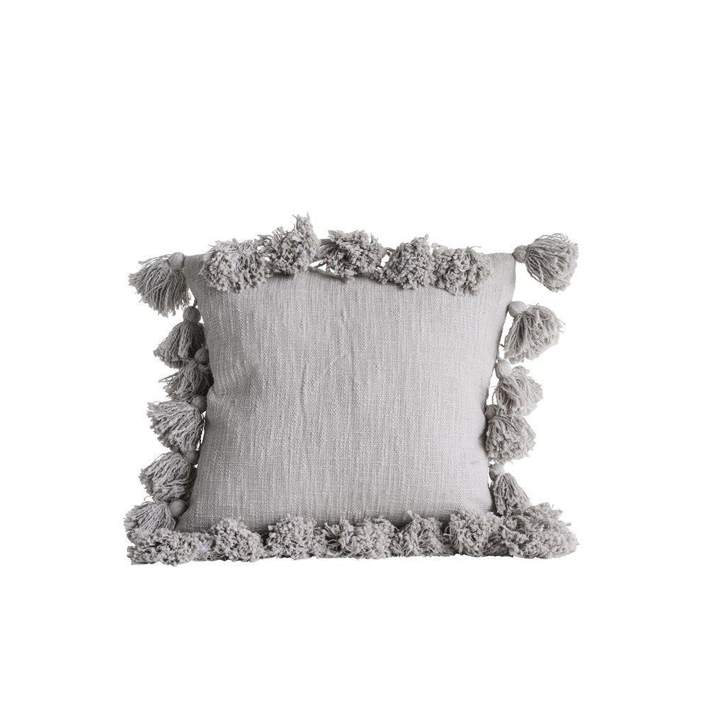 Cotton Woven Slub Pillow with Tassels - 5 Colors