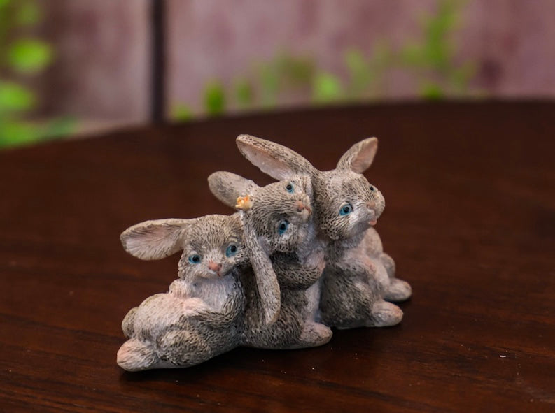 Three Bunny Rabbits Cuddling - Garden to Go Figurine – ShopTansy