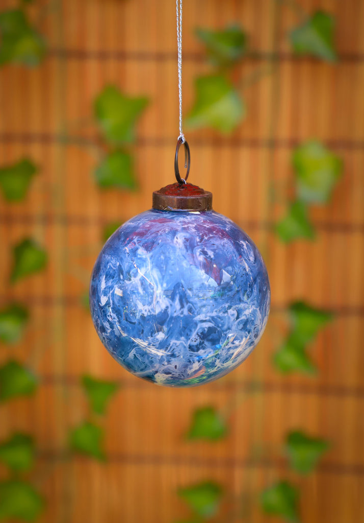 4" Marble Glass Ball Ornament - 6 Colors