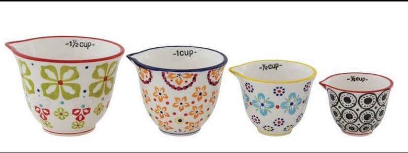 Spring Hand-Painted Stoneware Measuring Cups – BHFhome