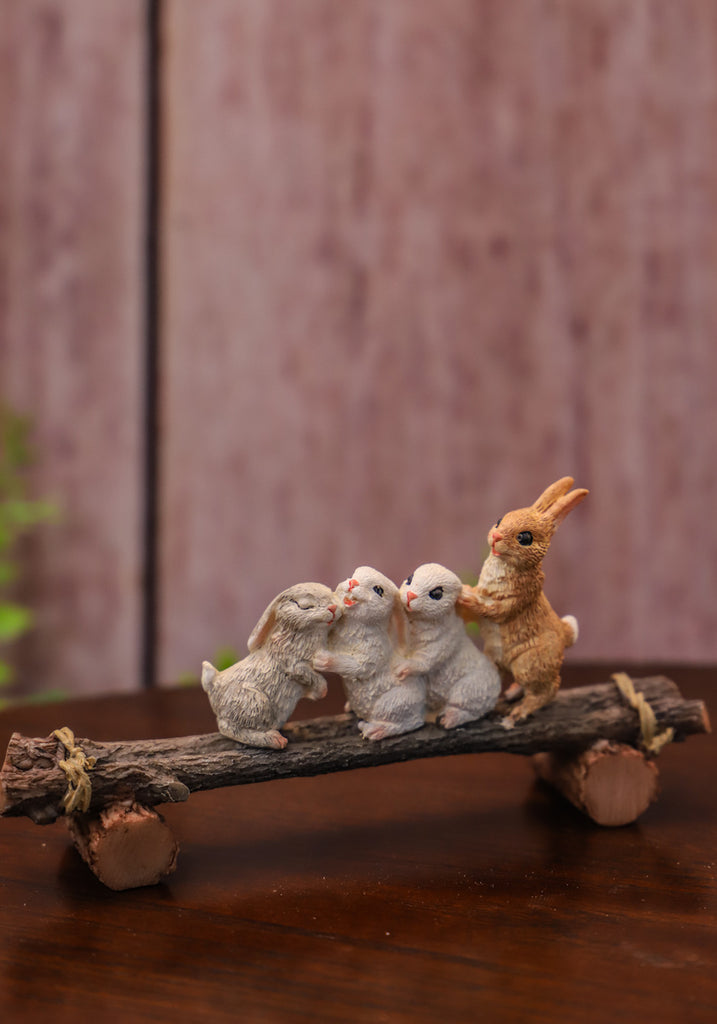 Bunny Friends Playing on a Plank - Garden to Go Figurine