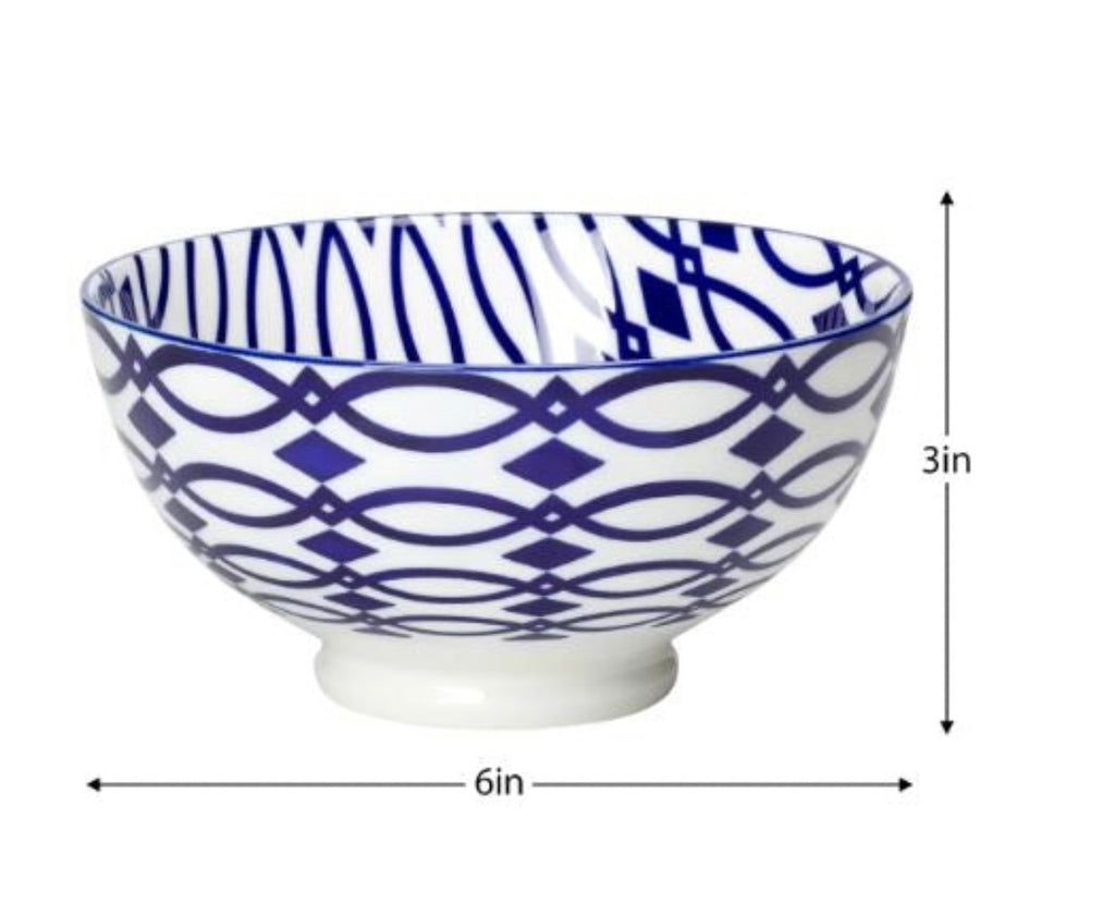 Kiri Porcelain Blue Lattice Bowl