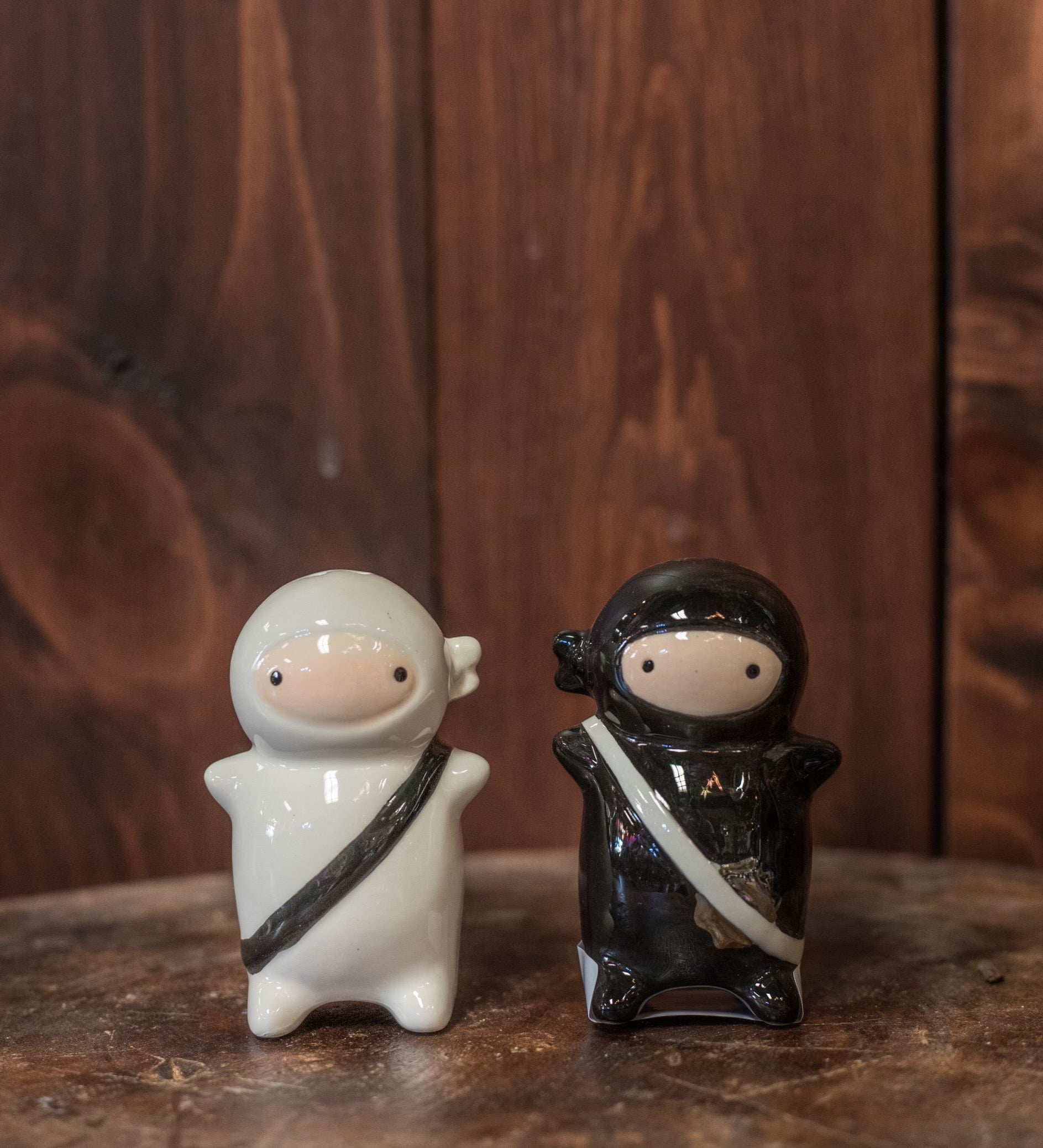 Tabletop Ninja Salt And Pepper Shaker Ceramic Japanese Art