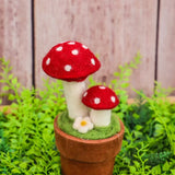 Felt Twin Mushroom Ornament - Red