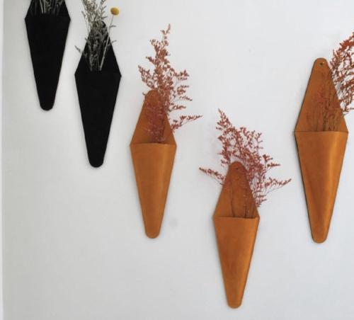 Suede Leather Wall Vase
