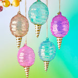 Glass Cotton Candy Ornament - 4 Colors