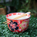 Japanese Design Rice Bowl (5") with Chopsticks (8") - 2 Styles