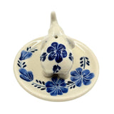 Elephant Floral on Round Ceramic Incense Holder - 2 Colors