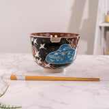 Japanese Crane Design 18oz 5.25"D Bowl With Chopsticks Set