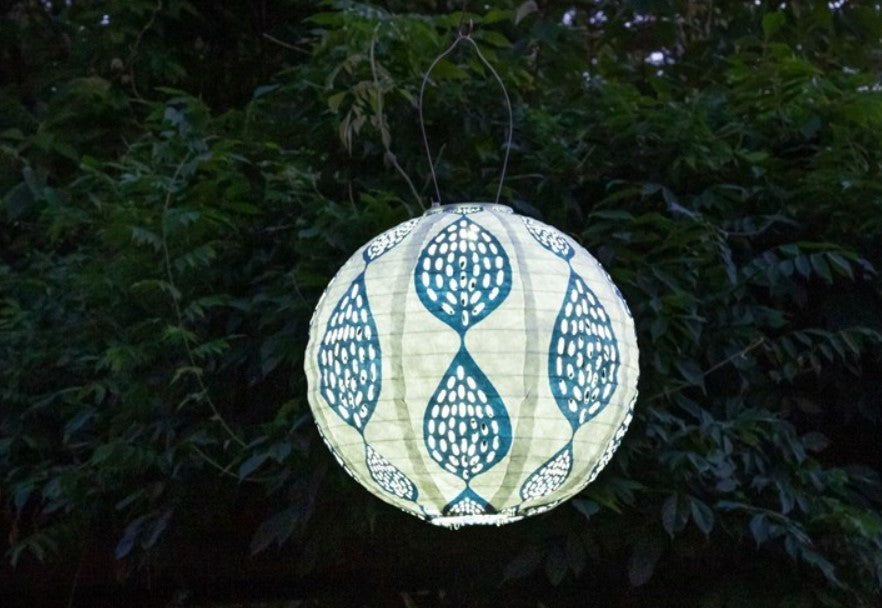 Soji Stella Print & Punch Indigo Leaf Solar Globe