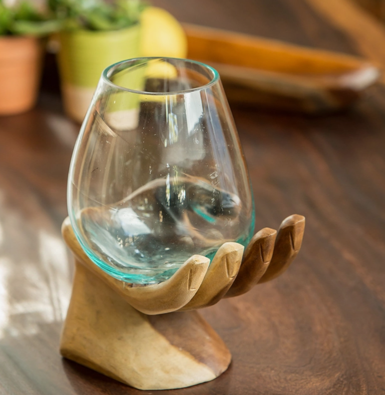Blown Glass Vase On Hand - 3 Styles