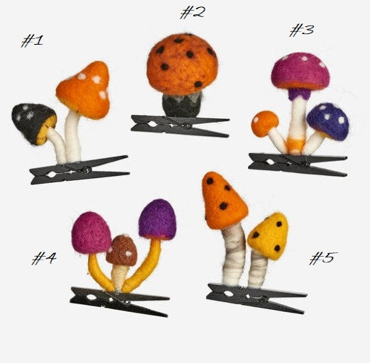 Felt Mushroom Clip Ornament - 5 Styles