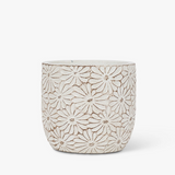 White Daisy Round Planter - 2 Sizes