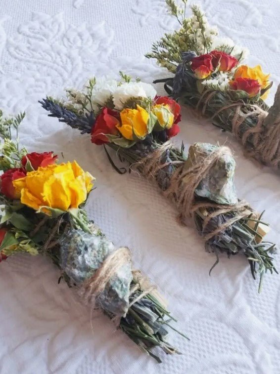 Smudge Stick with Chrysocolla Smudge Stick with Rosemary, Sage & Lavender