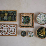 Enameled Mango Wood Trays with Evergreen Botanicals - 3 Styles/Sizes