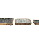 Enameled Mango Wood Trays with Evergreen Botanicals - 3 Styles/Sizes