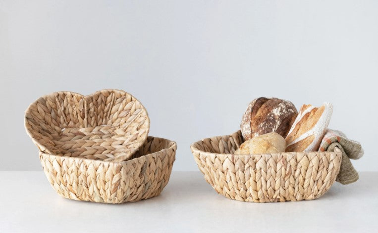 Natural Woven Heart Baskets - 3 Sizes