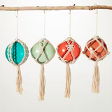 Multicolor Macrame Glass Ornament - 4 Styles/Colors